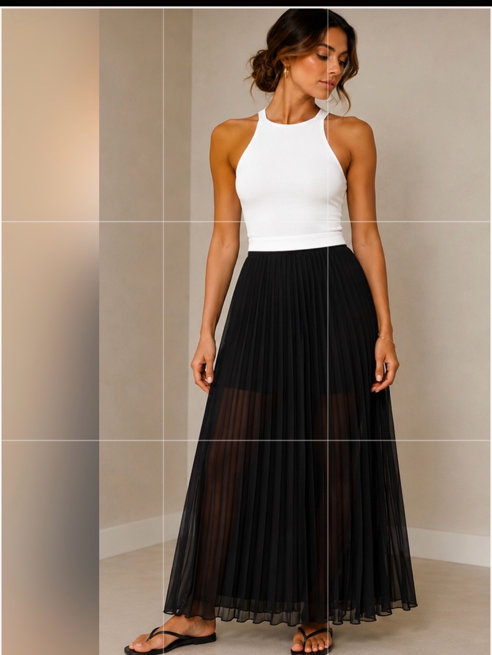 Black Pleated Maxi Skirt